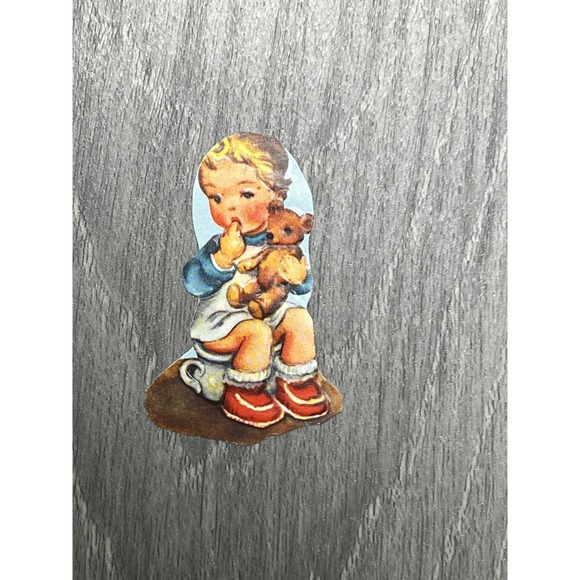 Other - Vintage Die Cut Child w/Teddy Bear Scrap Ephemera Nostalgic Paper Art